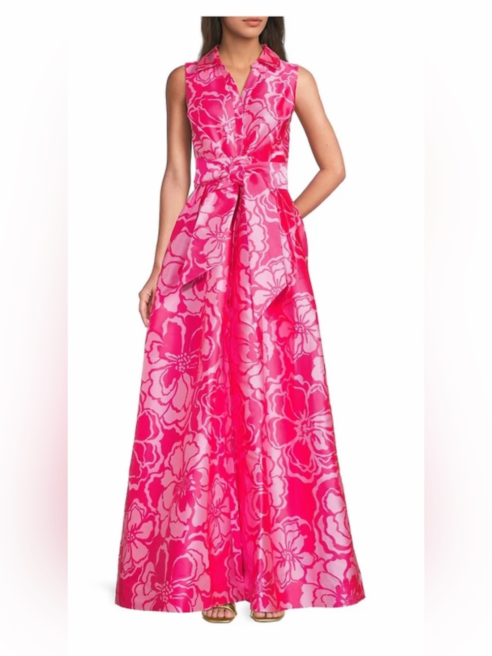 NWT LILLY PULITZER MARRIA MAXI DRESS SIZE 8 PARIGI PINK GO BIG SATIN JACQUARD